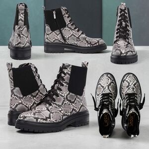 Circus By Sam Edelman Women's Giovanny Faux Snakeskin Combat Boots